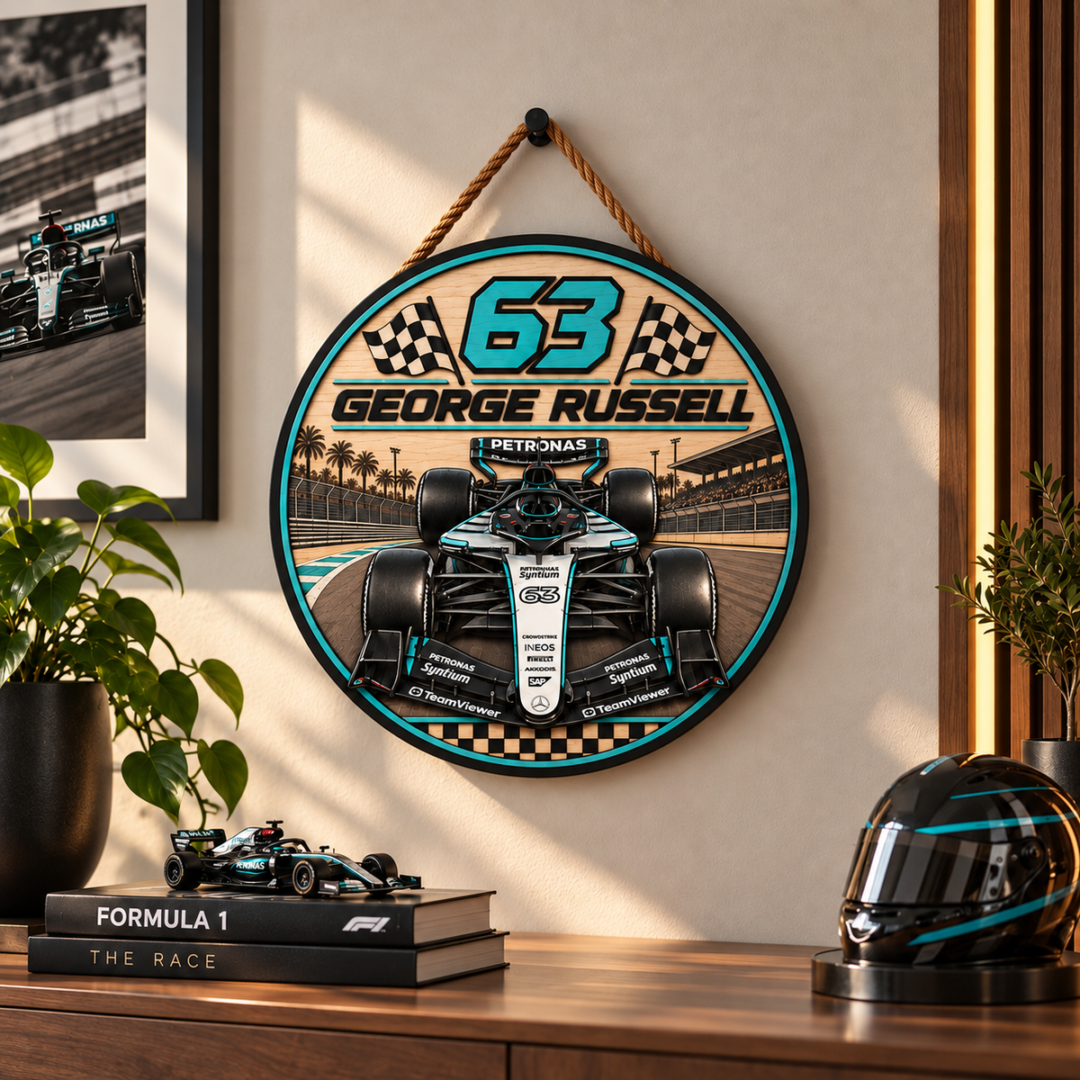 [Personalized] Russell #63 Wood Wall Art - Wooden Round Wall Hanging