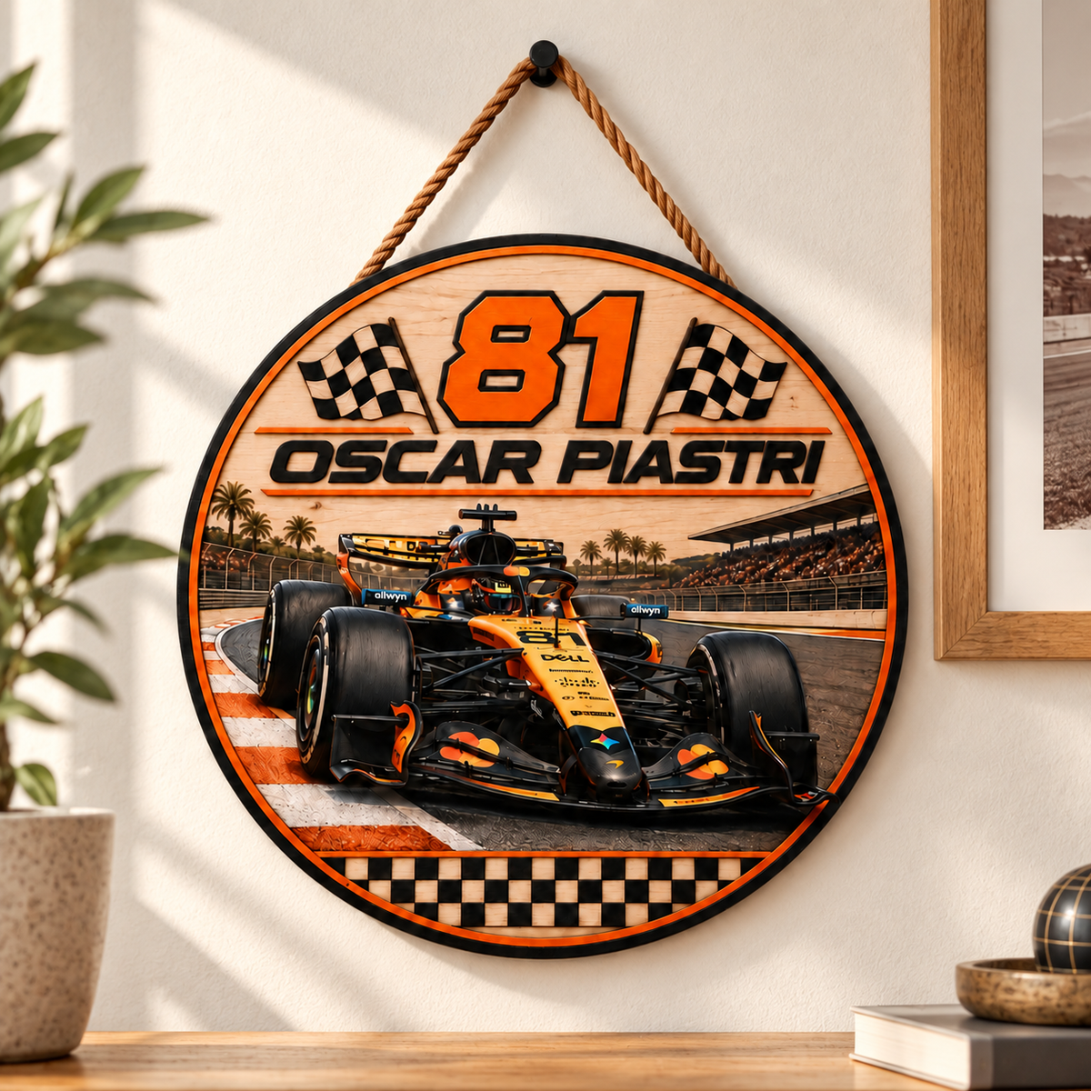 [Personalized] Piastri #81 Wooden Wall Sign - Man Cave Garage Decor