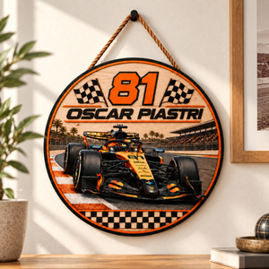 [Personalized] Piastri #81 Wooden Wall Sign - Man Cave Garage Decor