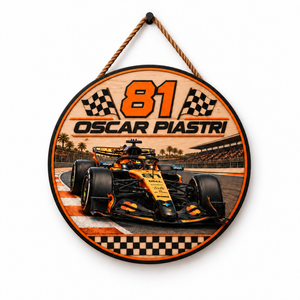 [Personalized] Piastri #81 Wooden Wall Sign - Man Cave Garage Decor