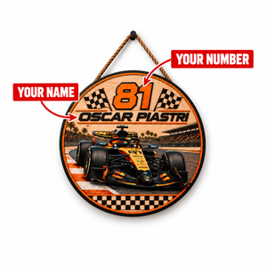 [Personalized] Piastri #81 Wooden Wall Sign - Man Cave Garage Decor