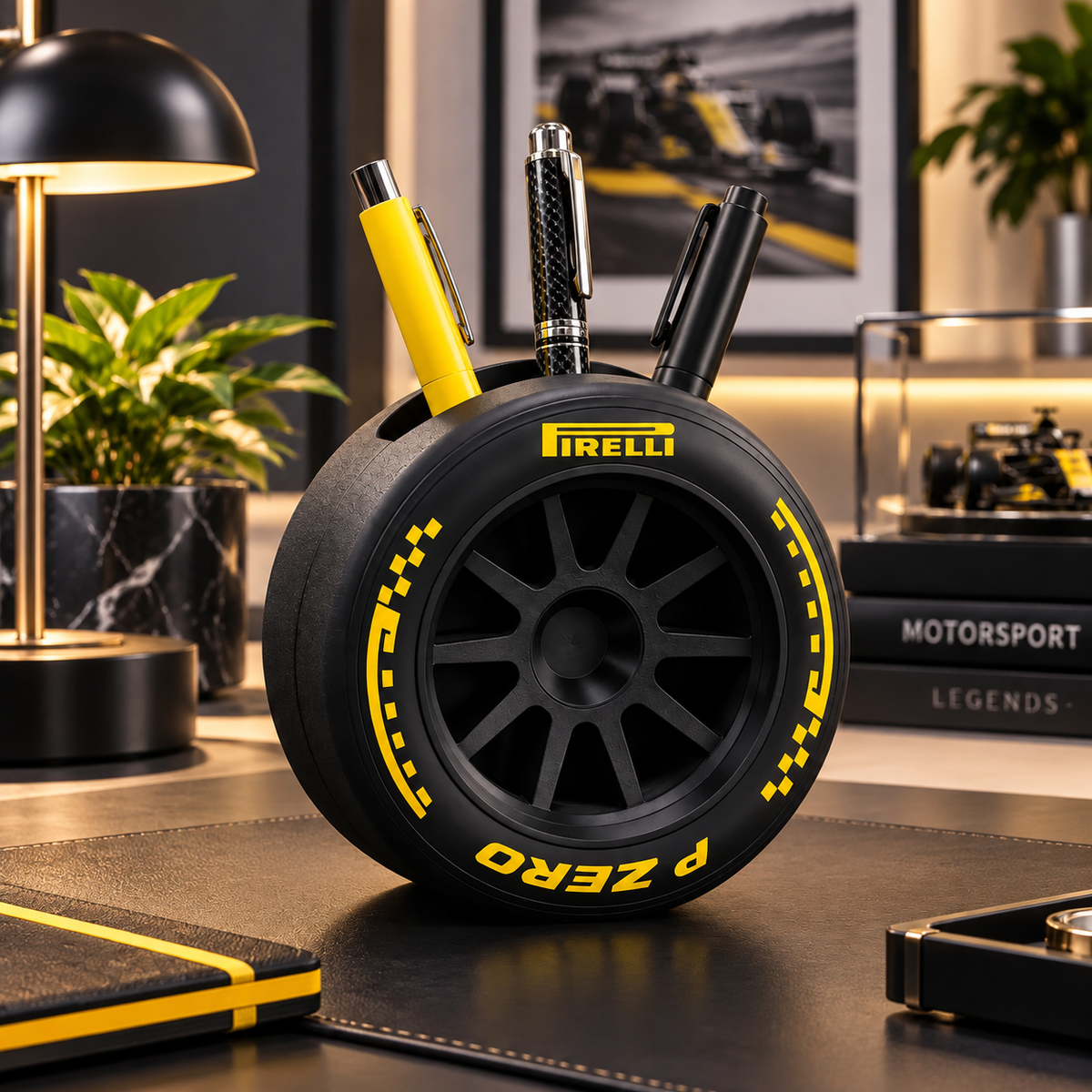 F1 Tire Pen Holder Pirelli P Zero Wheel Desk Organizer - 3D Printed Gift