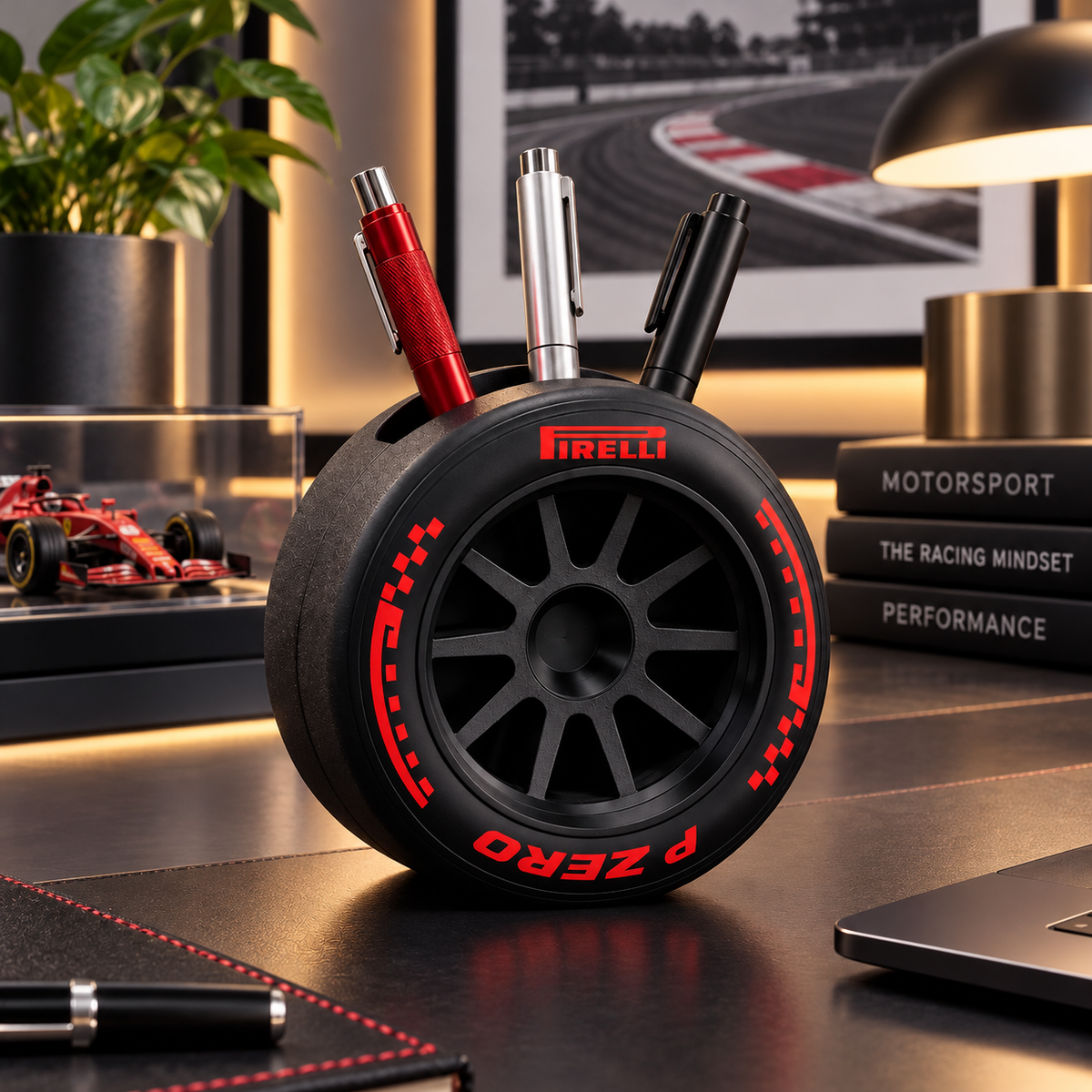 F1 Tire Pen Holder Pirelli P Zero Wheel Desk Organizer - 3D Printed Gift