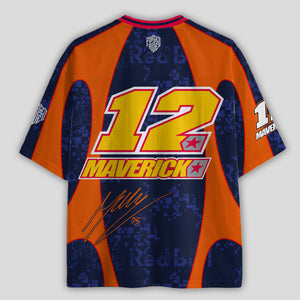 'MT' Maverick #12 Red Tech3 Racing Mesh Football Jersey