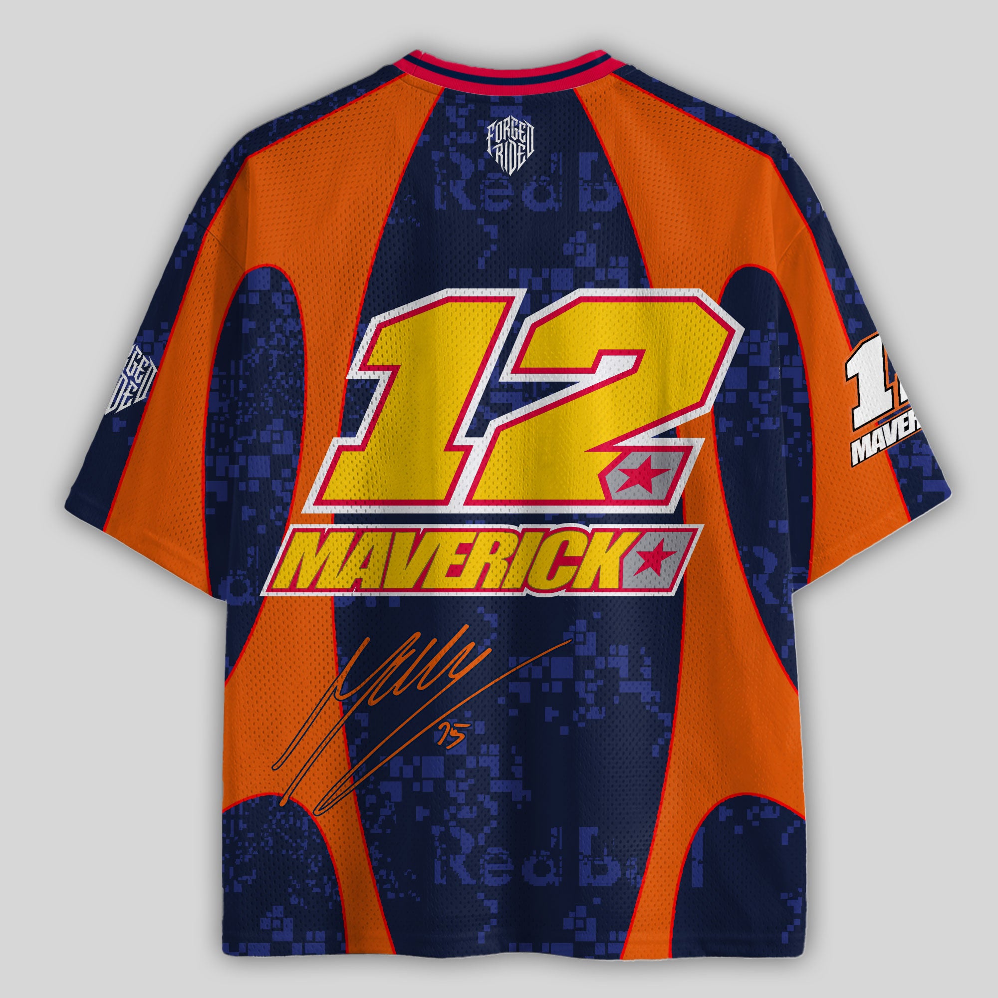 'MT' Maverick #12 Red Tech3 Racing Mesh Football Jersey