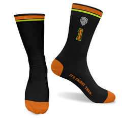 LN1 It's Friday Then F1 Crew Socks - Papaya Neon Crew Socks
