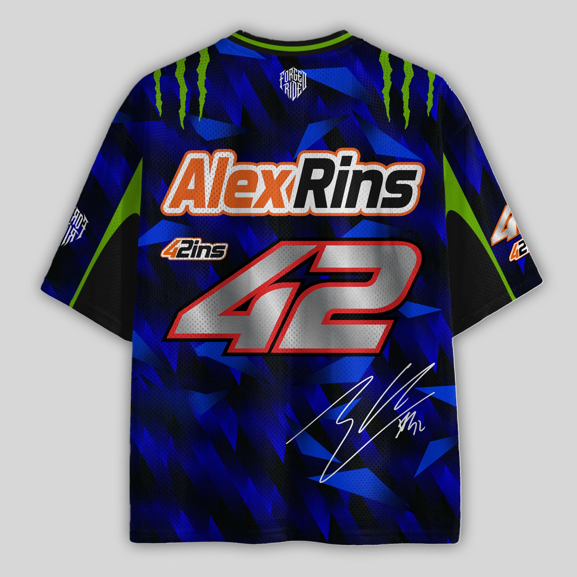 'MT' Rins #42 Monster Racing Mesh Football Jersey