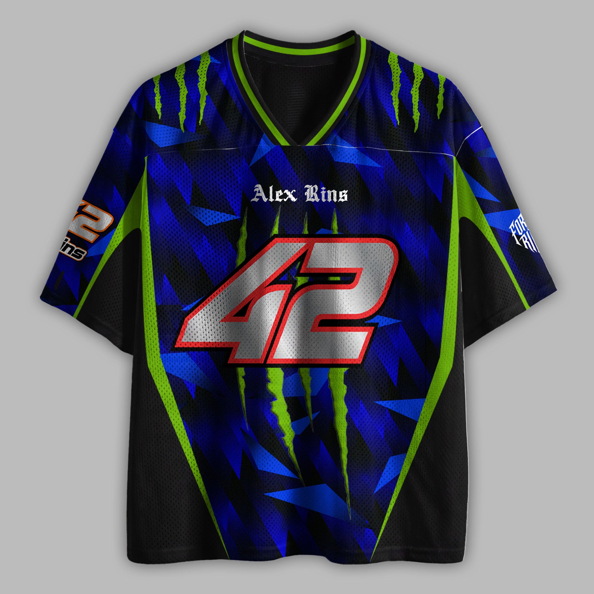 'MT' Rins #42 Monster Racing Mesh Football Jersey