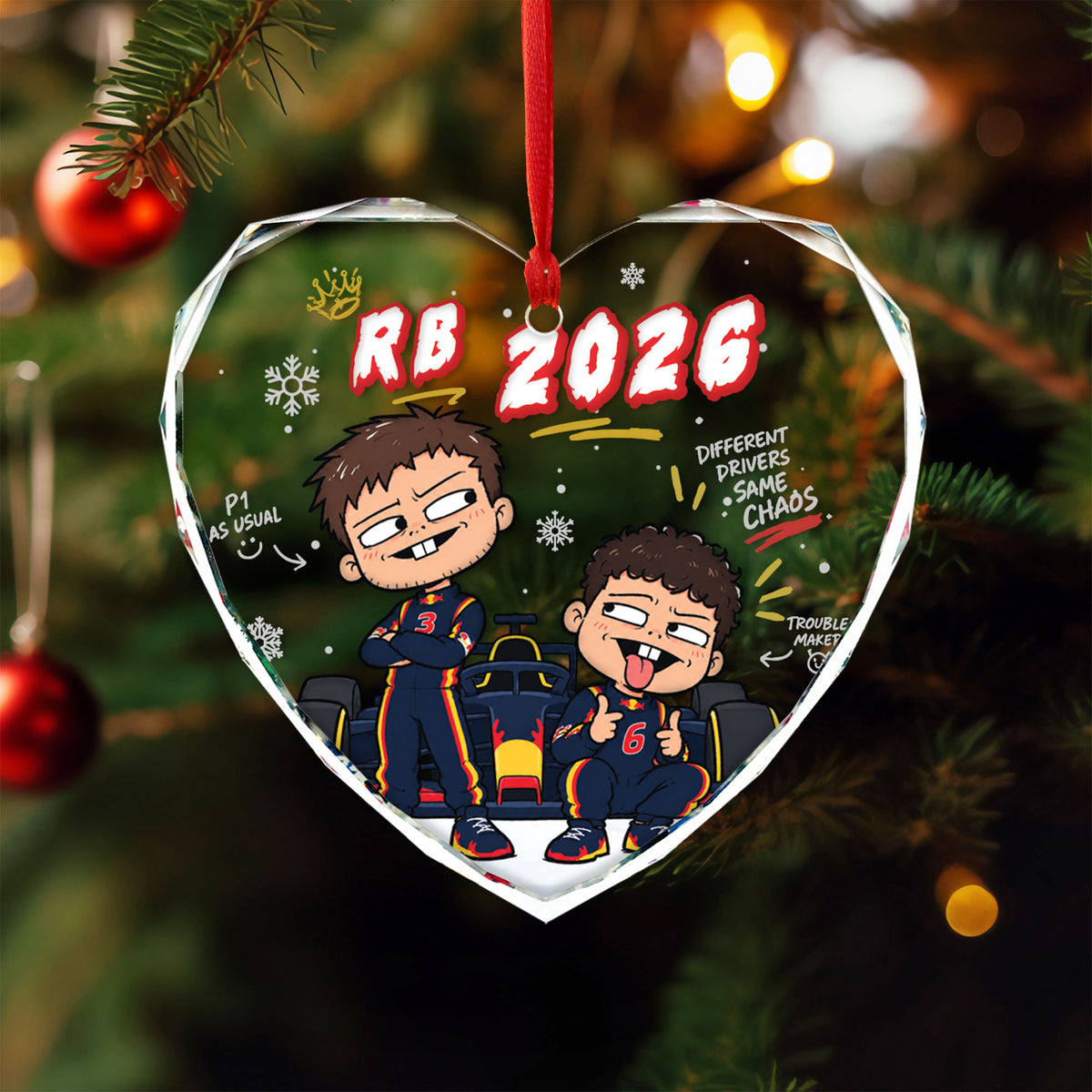 RB 2026 Drivers Christmas Tree Ornament - Glass Ornament