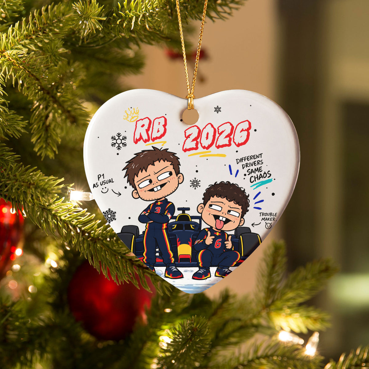 RB 2026 Drivers Christmas Tree Ornament - Glass Ornament