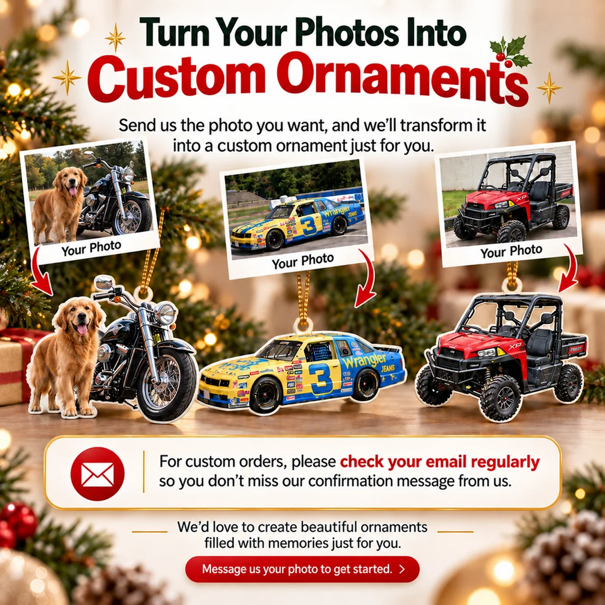[Personalized] Classic Car Santa Hat Tree Decor -  Car Enthusiast Christmas Gift