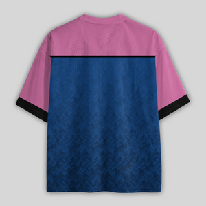 Custom Blue & Pink Performance Al Racing Mesh Football Jersey