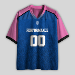 Custom Blue & Pink Performance Al Racing Mesh Football Jersey