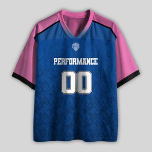 Custom Blue & Pink Performance Al Racing Mesh Football Jersey