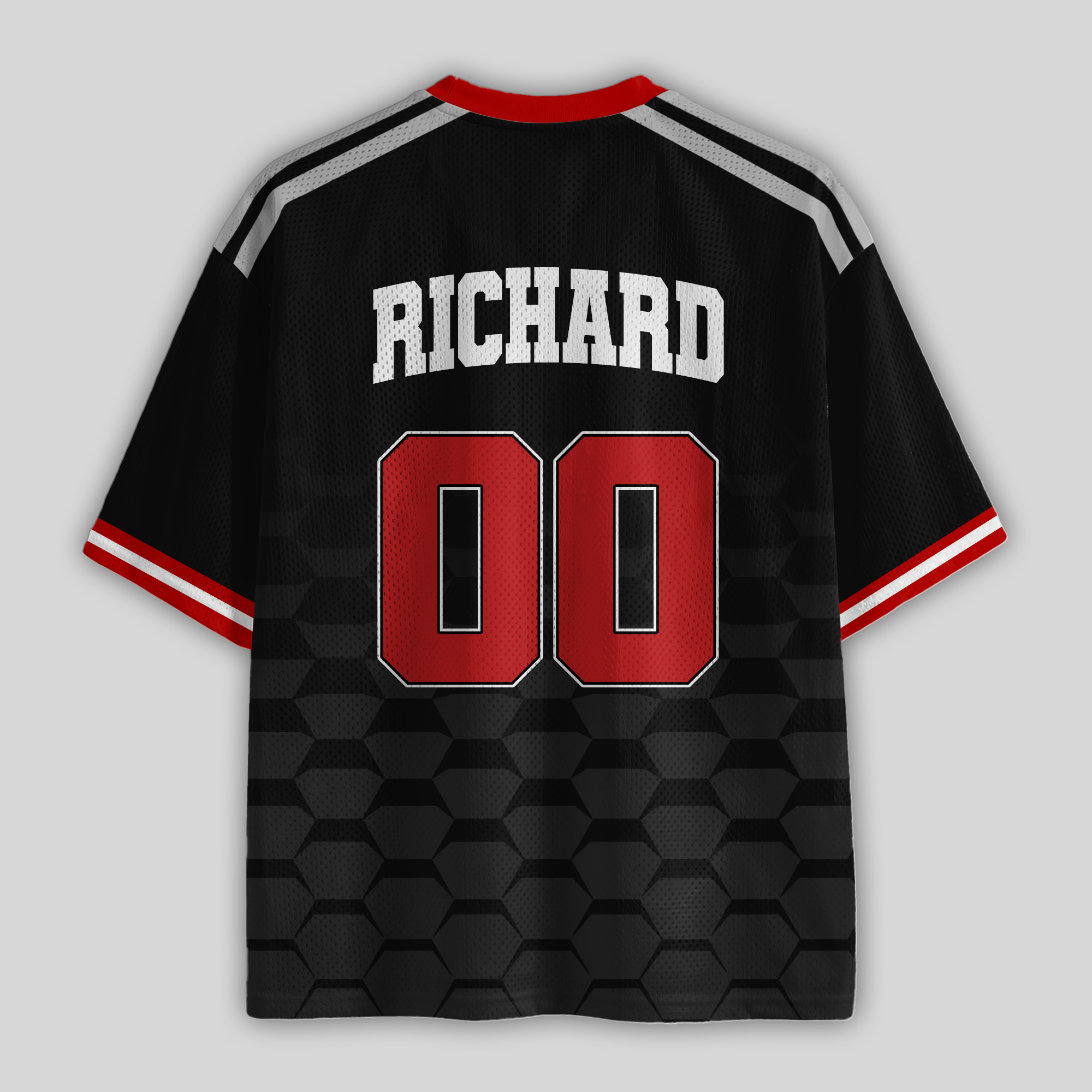 Custom Progressive Racing Black Red #00 Mesh Football Jersey