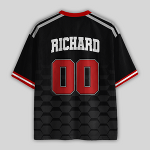 Custom Progressive Racing Black Red #00 Mesh Football Jersey