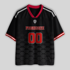 Custom Progressive Racing Black Red #00 Mesh Football Jersey