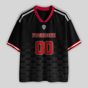 Custom Progressive Racing Black Red #00 Mesh Football Jersey