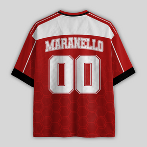Custom Prancing Spirit Red Racing Mesh Football Jersey