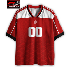 [Personalized] Red FER Racing Name & Number - Mesh Football Jersey