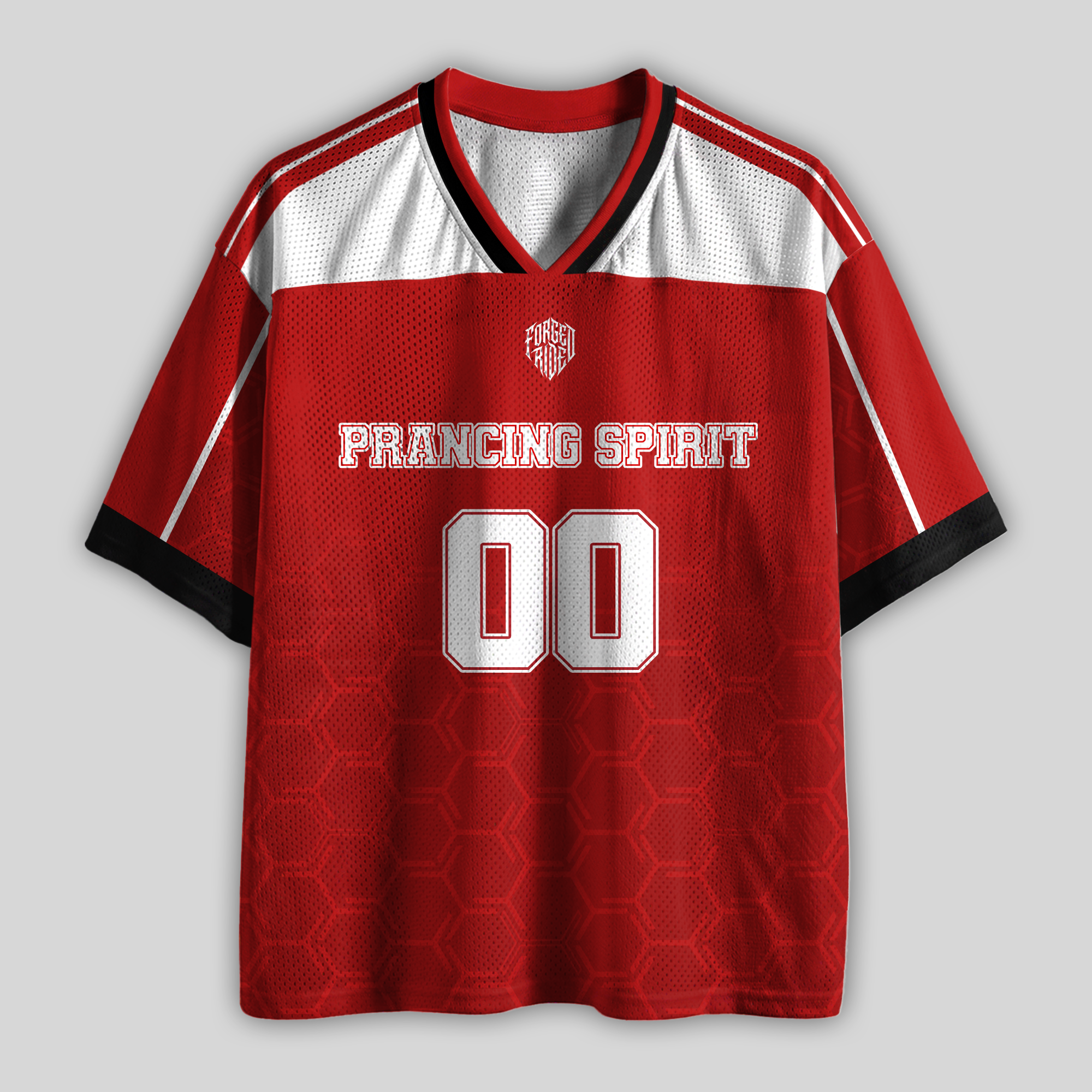 Custom Prancing Spirit Red Racing Mesh Football Jersey
