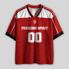 Custom Prancing Spirit Red Racing Mesh Football Jersey
