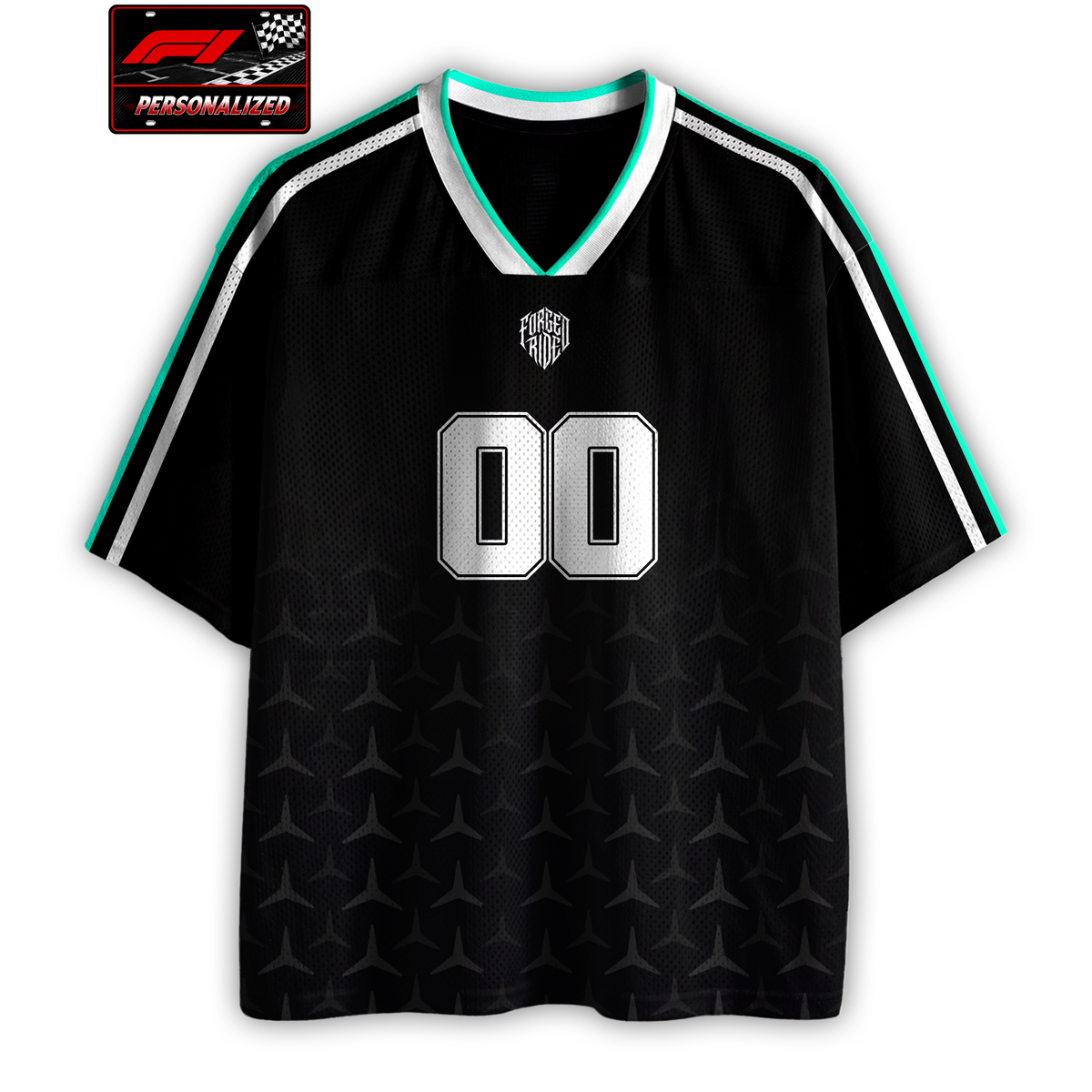 [Personalized] Silver Arrows Racing Name & Number - Mesh Football Jersey